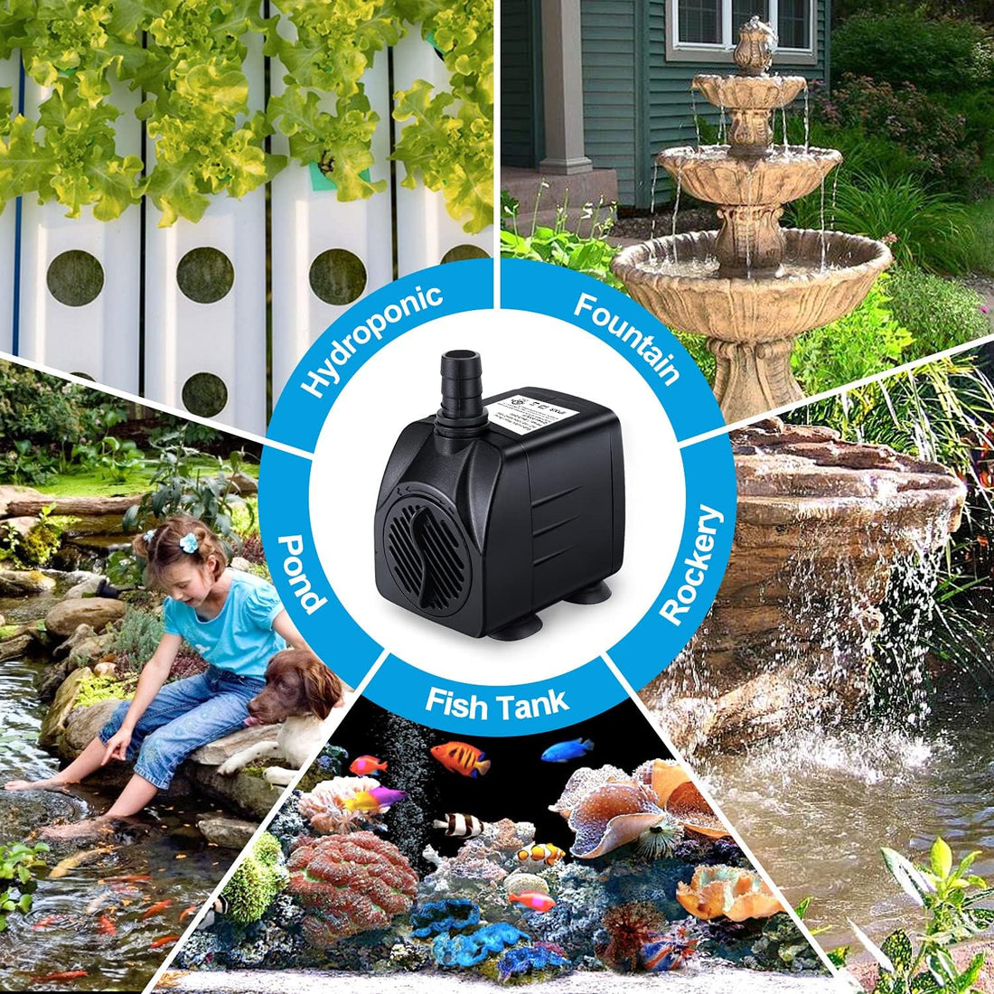 CWKJ Fountain, 2 Packs 220GPH Submersible Water Pump for Pond Aquarium
