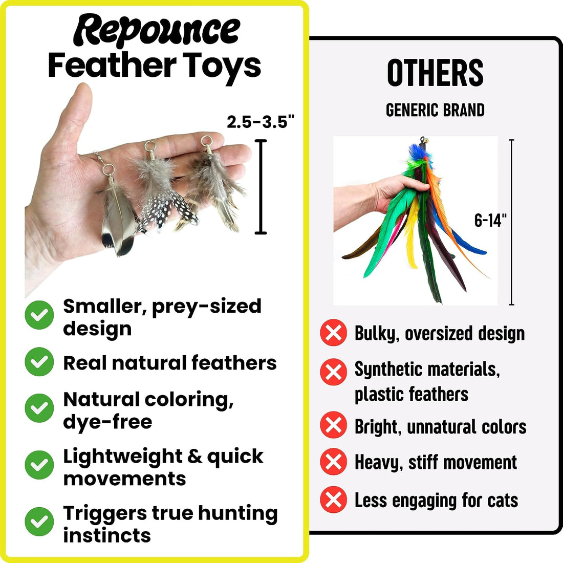 Forever Stick Refill 9-Pack, Feather Cat Wand Toy Attachment