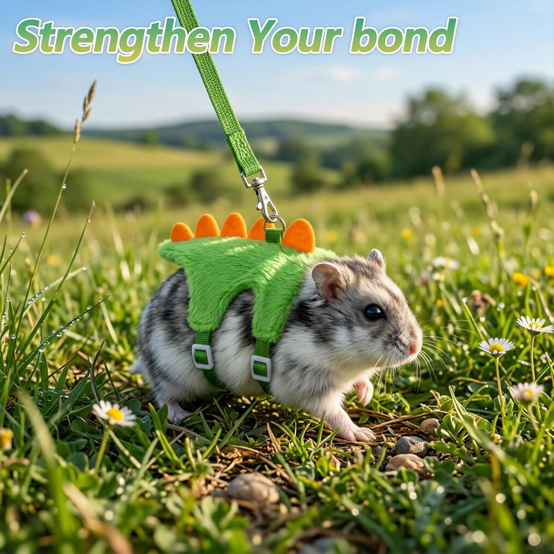 2 Pcs Hamster Harness,Green Guinea Pig Leash