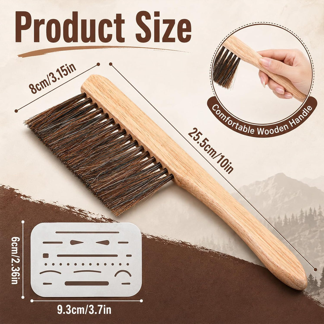 Drafting Brush 10'' Soft Horsehair Brush Wooden Handle Dust Brushes
