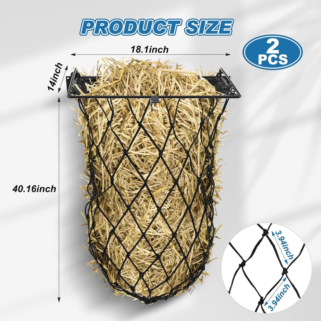 Yaocom 2 Set Wall Mount Hay Feeder for Horse Goats Hay Rack with Net