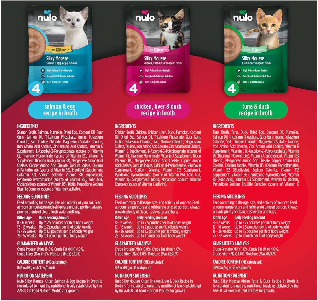 Nulo Wet Kitten Food, Silky Mousse, Variety Pack, 1.75 oz x 12