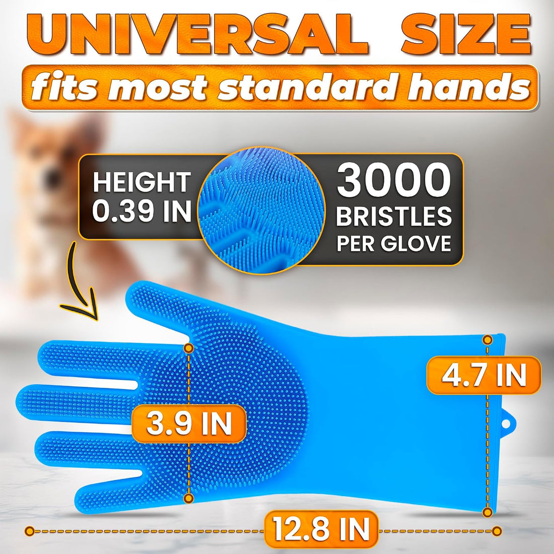 Cat and Dog Shampoo Gloves with 3000 Soft Bristles