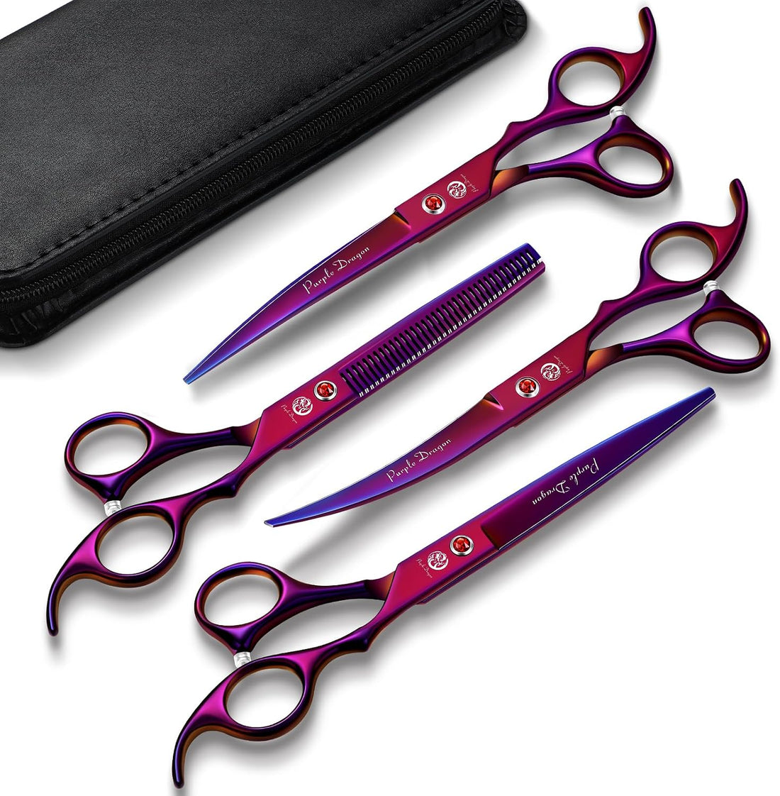 Purple Dragon Dog Grooming Scissors Set