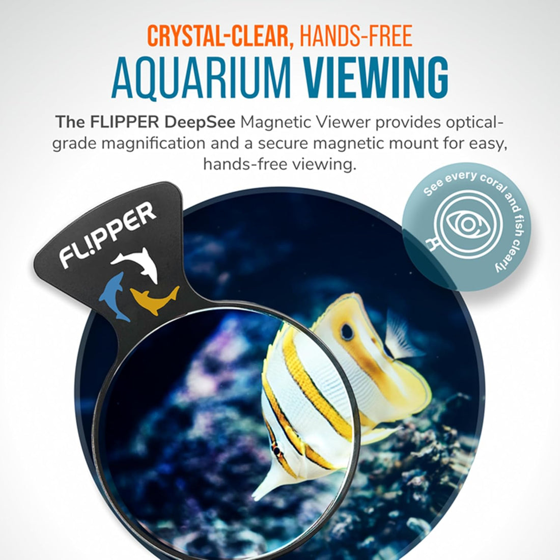 Flipper Aquarium Magnifying Glass, DeepSee Magnetic Viewer. 4"