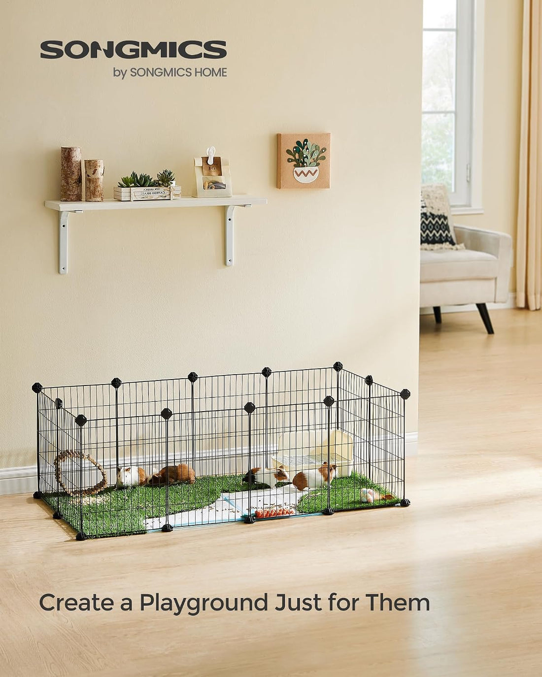 SONGMICS Pet Playpen, Small Animal Cage