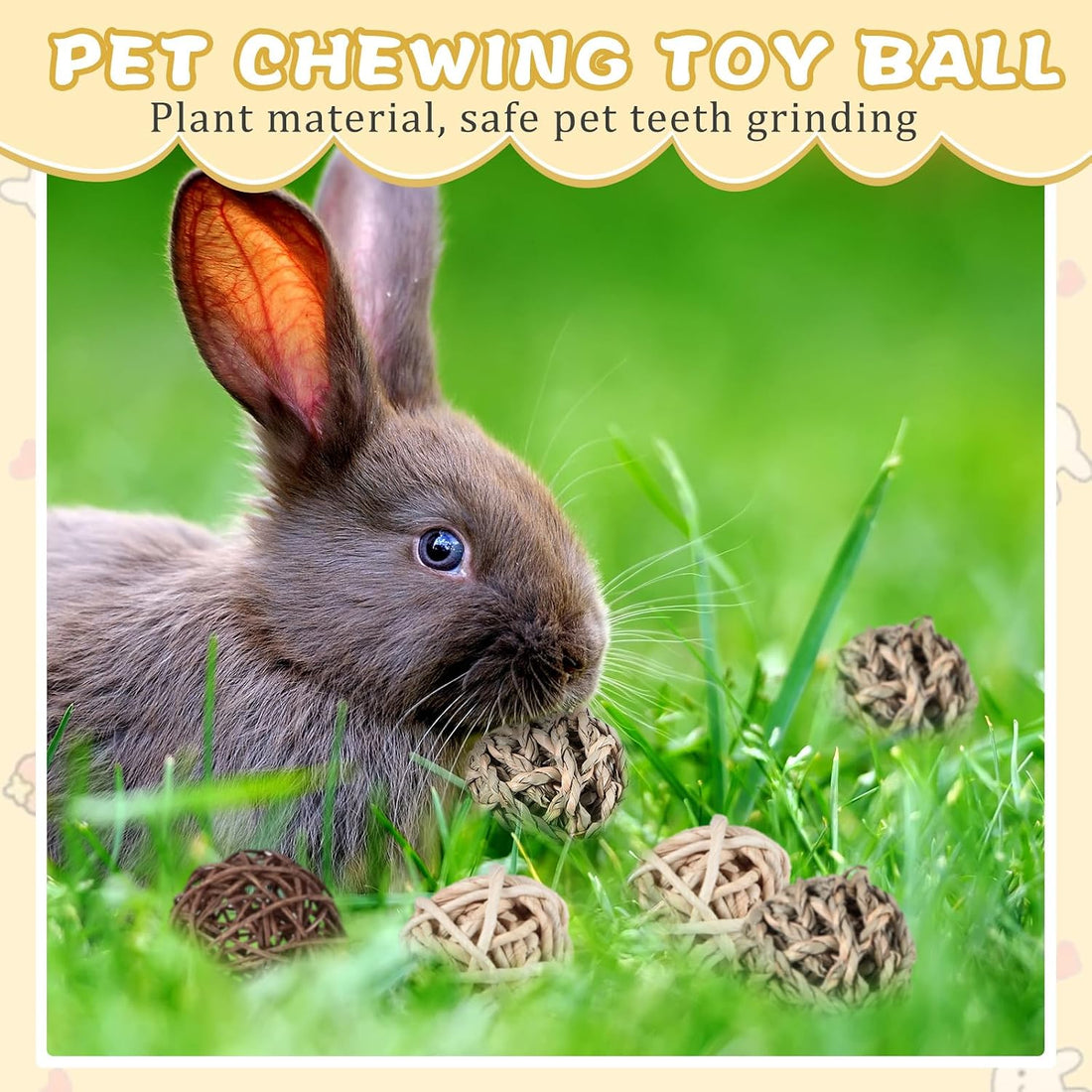 Sosation 24 Pcs Bunny Chew Grass Balls Rolling Chew Toys for Small