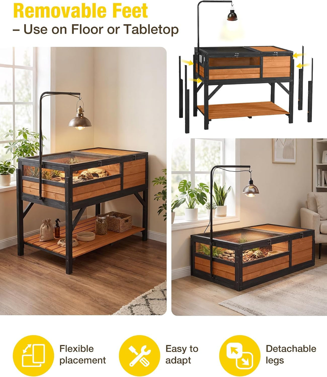 Tortoise Enclosure & Habitat Wooden Turtle Table with Lamp Stand