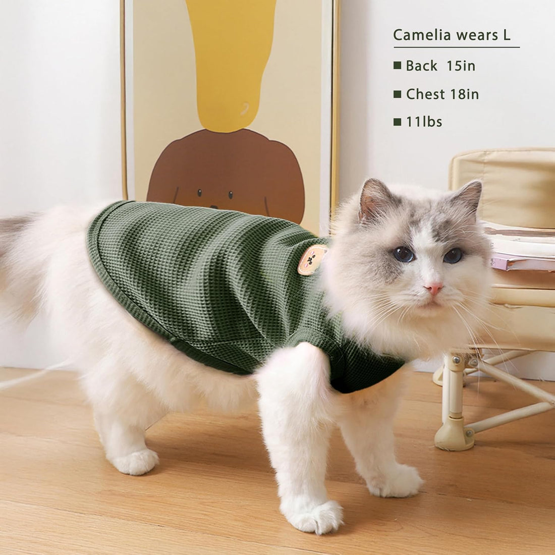 MAQILO Waffle Knit Cat & Dog T Shirt for Small Dogs