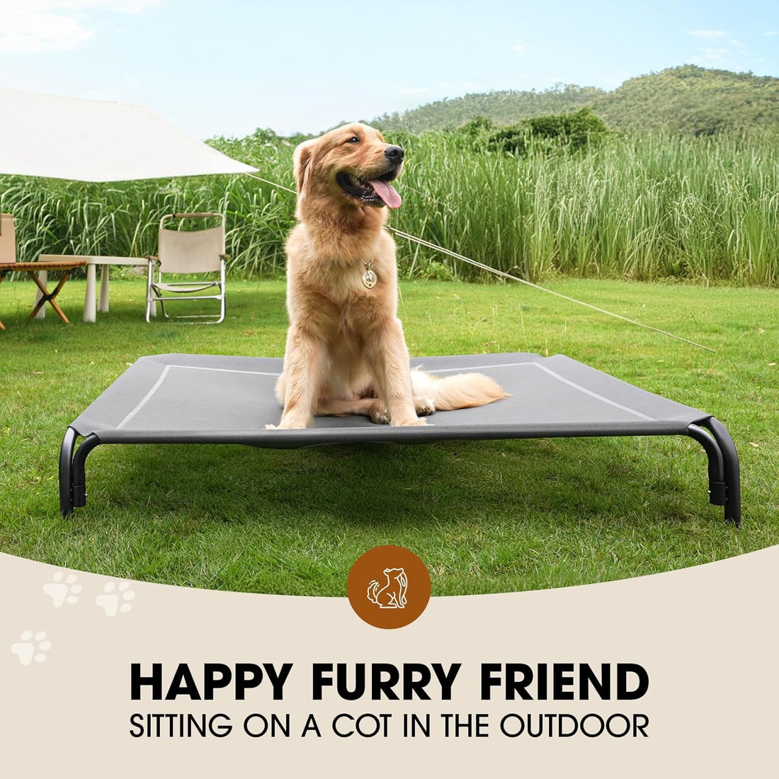 Czpalo Elevated Dog Bed, Raised Outdoor Dog Bed for Large Sized Dogs