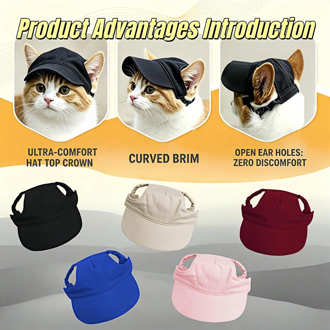 Dog Baseball Sun Hat, Breathable Cotton Canvas Pet Visor Hat