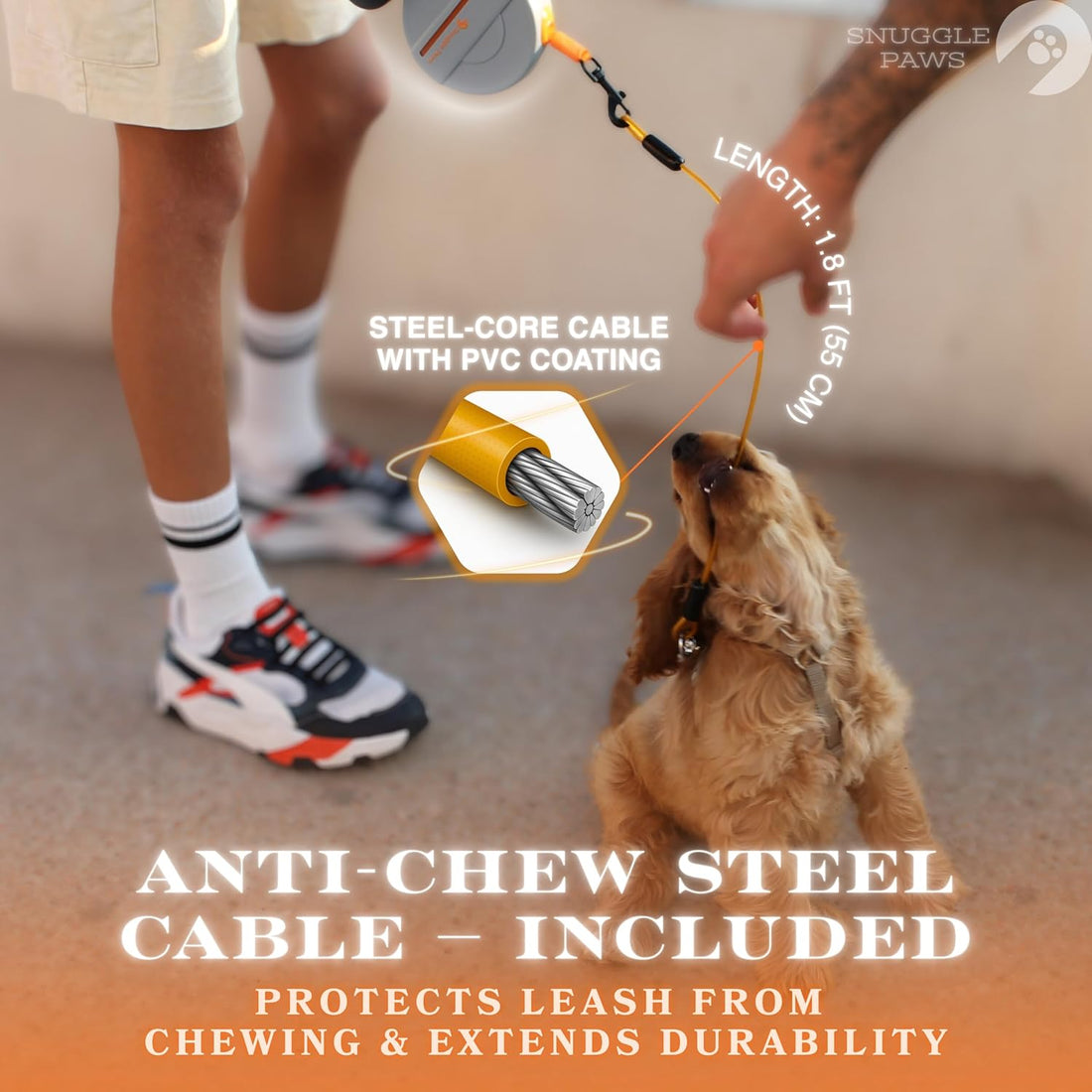 Snuggle Paws Heavy Duty Retractable Dog Leash 16.4 ft All-in-One