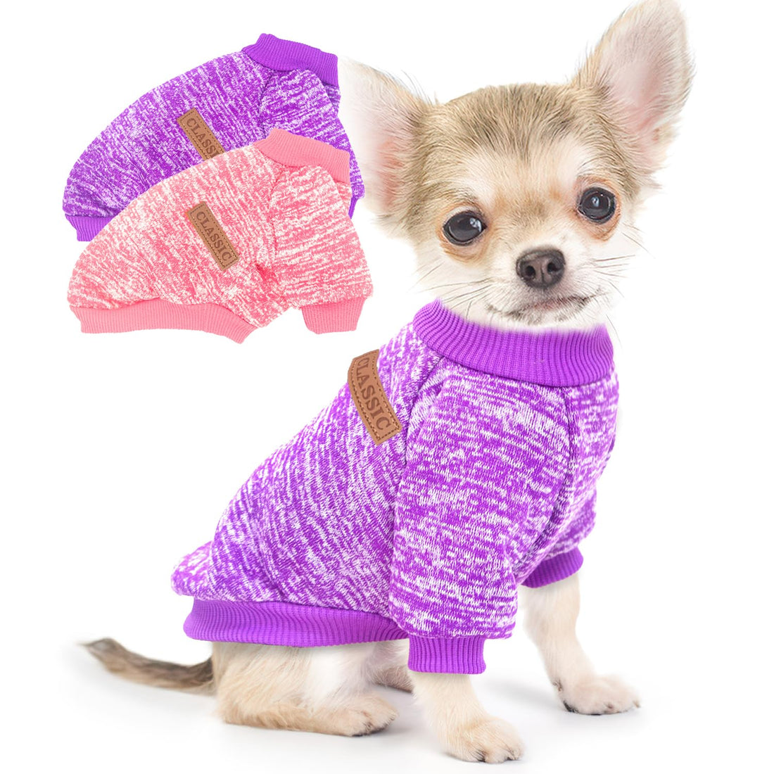 2 Pack Dog Sweaters for Small Dogs Girl Boy Fleece Puppy Sweater Warm