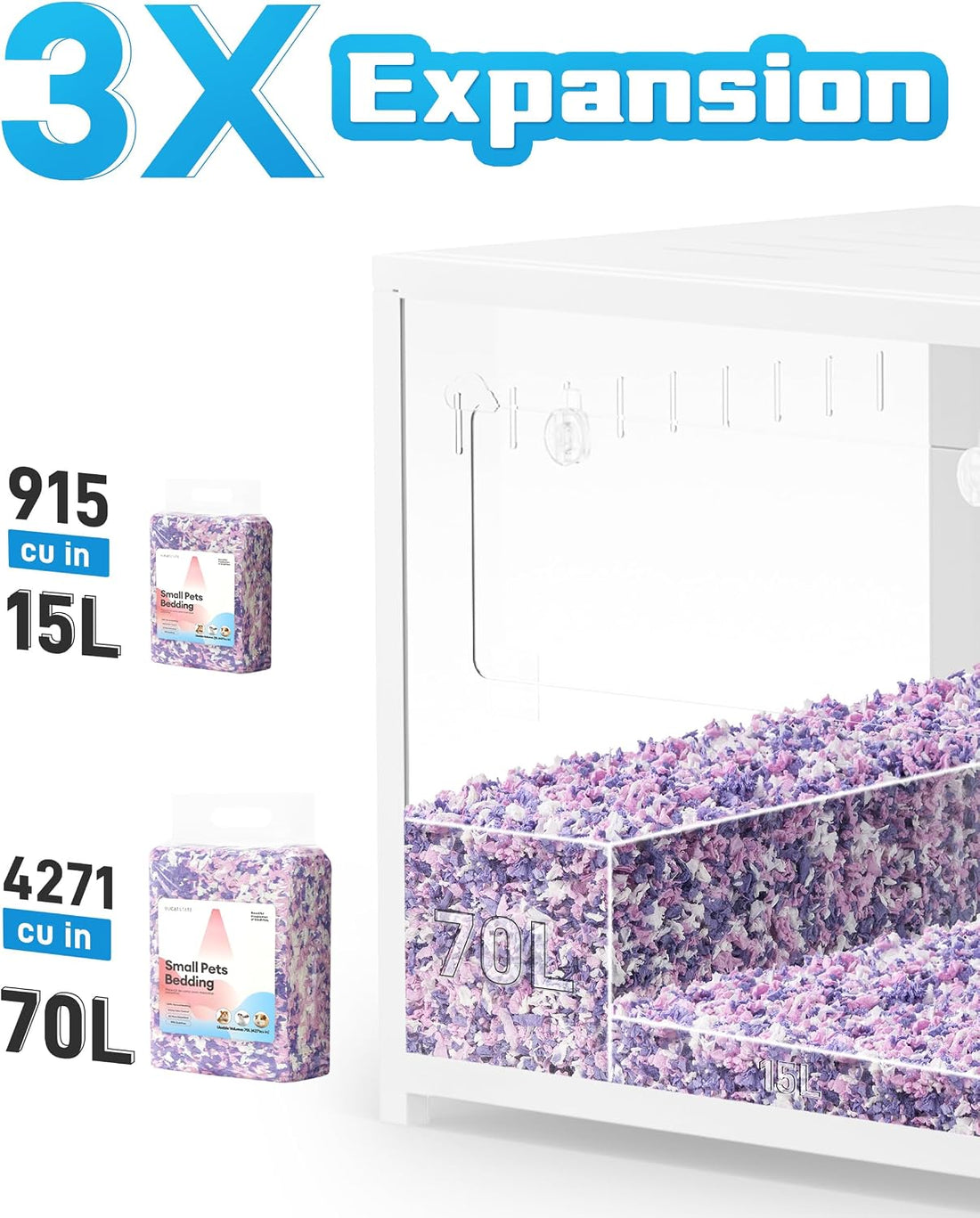 BUCATSTATE Hamster Bedding 15L, 99% Dust-Free Paper Bedding, Lavender