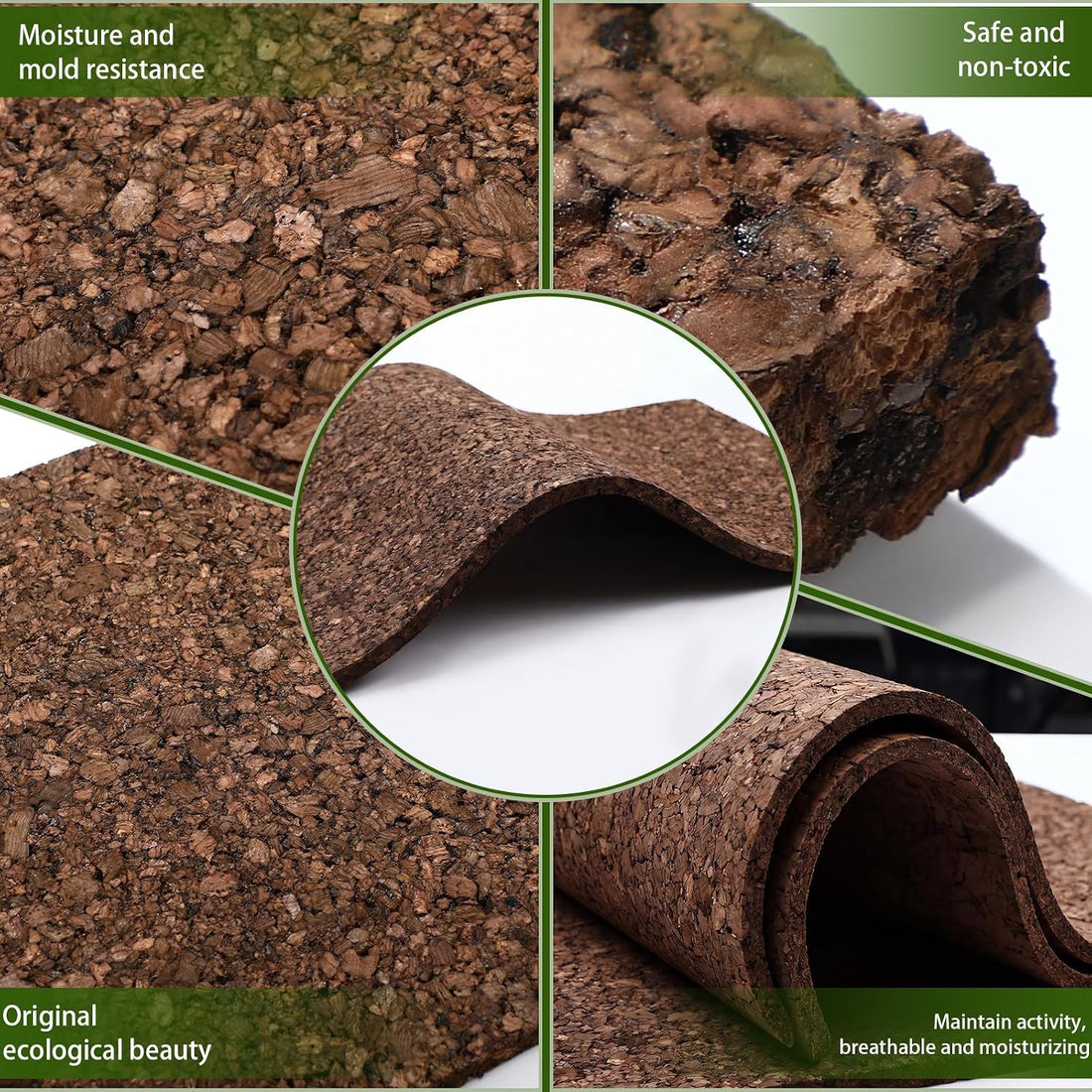 4 Pack Cork Terrarium Background, Natural Bark Climb Mat