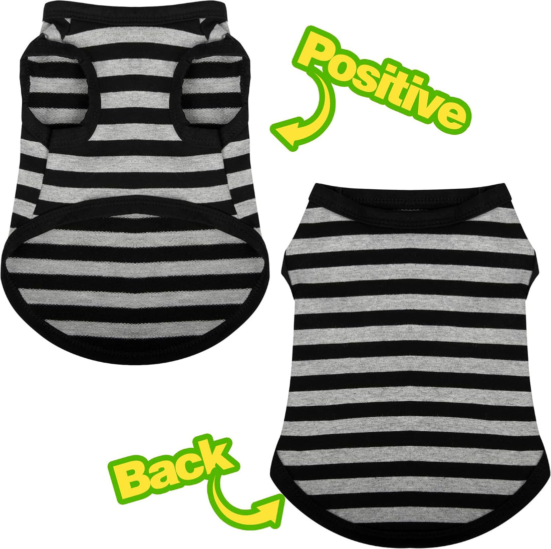Paiaite 6-Piece Striped Shirt Set: Cotton Sleeveless Puppy Dog Shirts