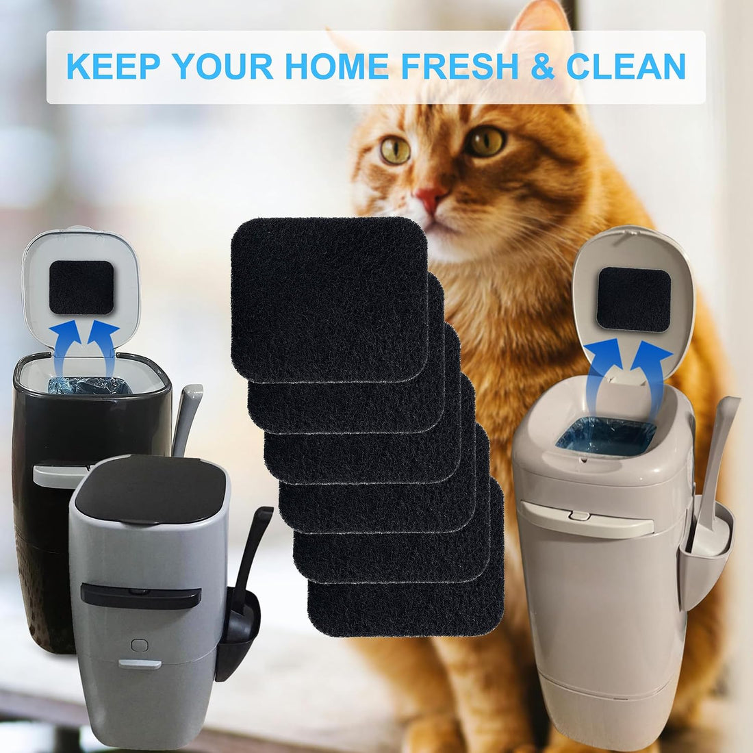 PurifyLogix 6PCS Activated Charcoal Filters for Litter Genie Standard