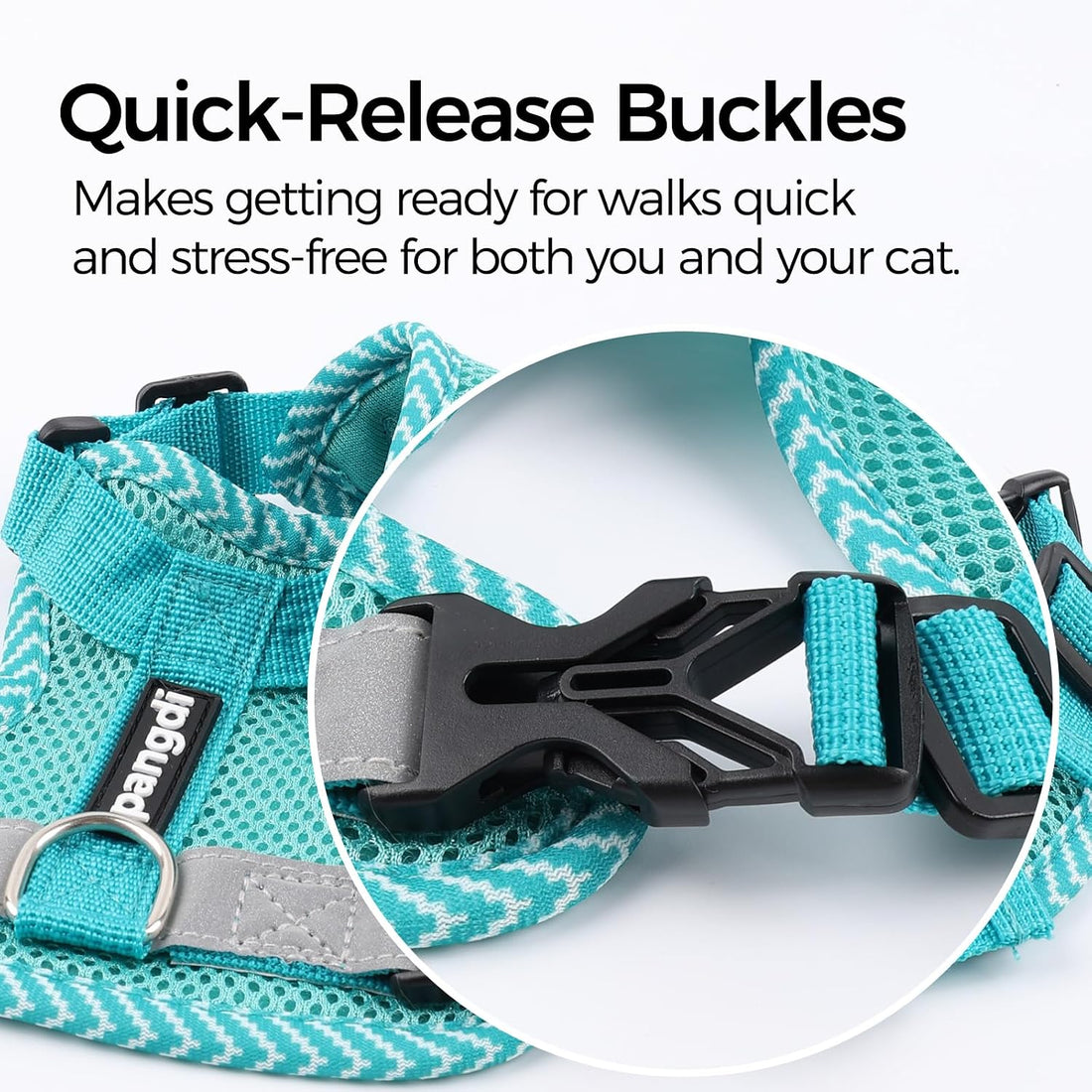 Cat Harness and Leash Set, Soft Mesh Cat Vest, Turquoise, XL