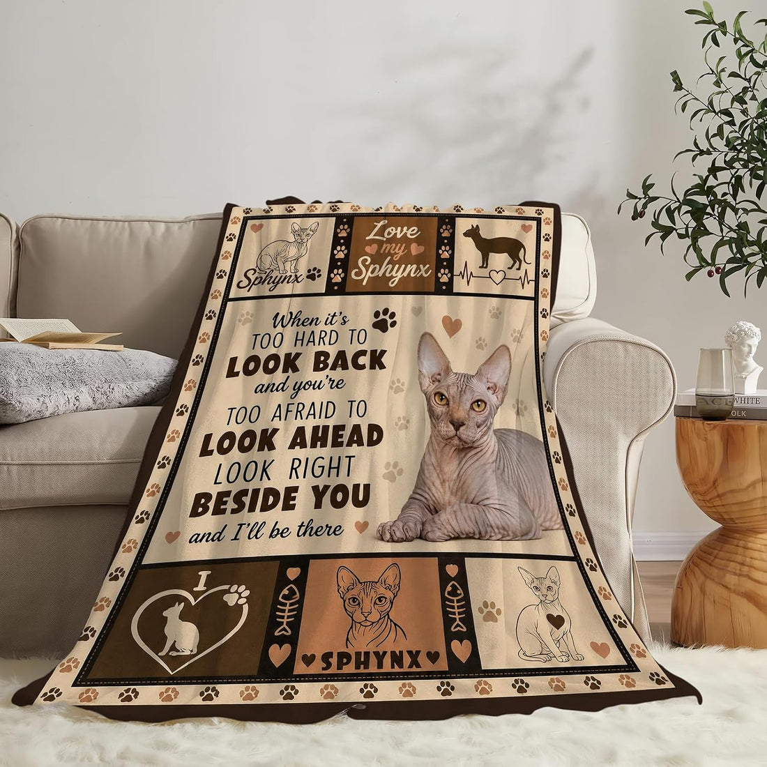 Sphynx Cat Blanket,Hairless Cat Throw Blanket Gifts 60"X50"