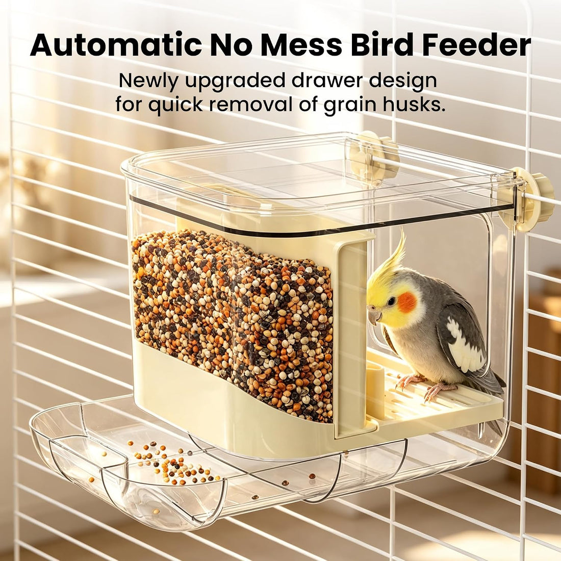 Automatic Bird Feeder for Cage,No Mess Bird Seed Food