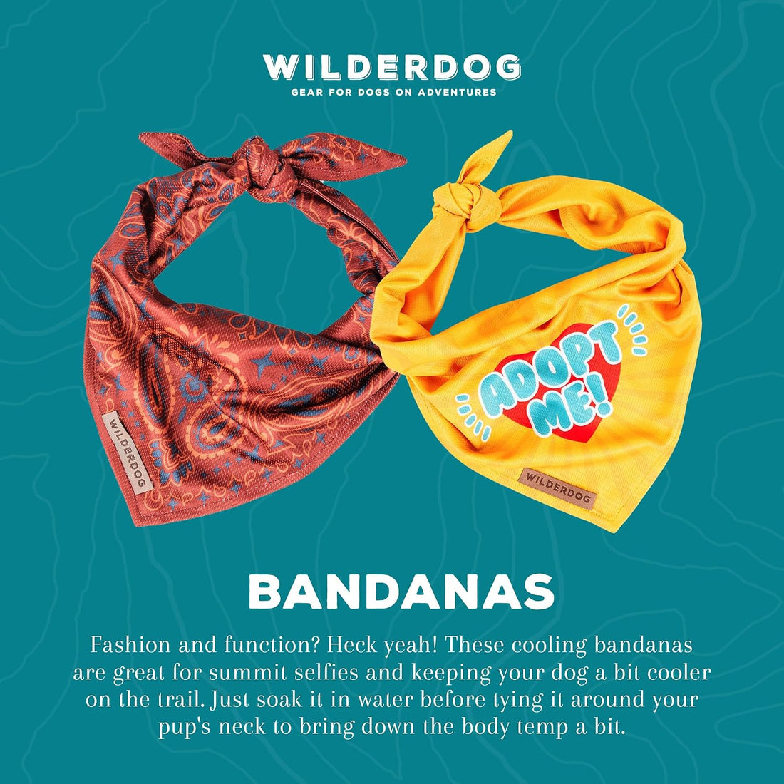 Wilderdog Dog Bandana with Lightweight Quick Drying Poly-Blend Mesh
