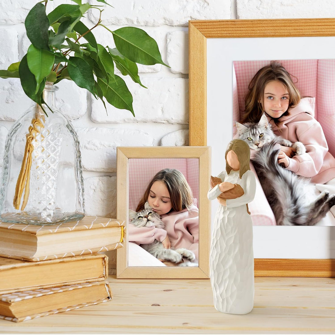 Cuayaes Cat Memorial Gifts, Orange Cat Figurines Loss of Cat Sympathy