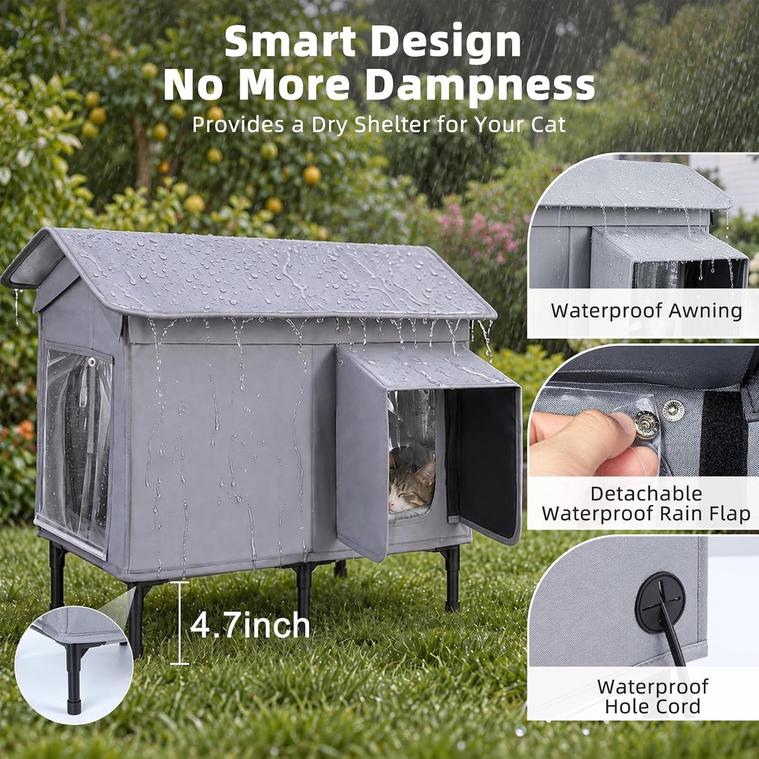 GASUR Heated Outdoor Cat House Weatherproof,Insulated Cat House