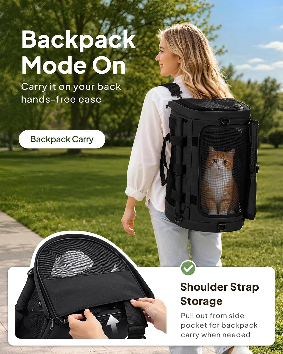 Backpackable Cat Carrier 17"x11"x11"