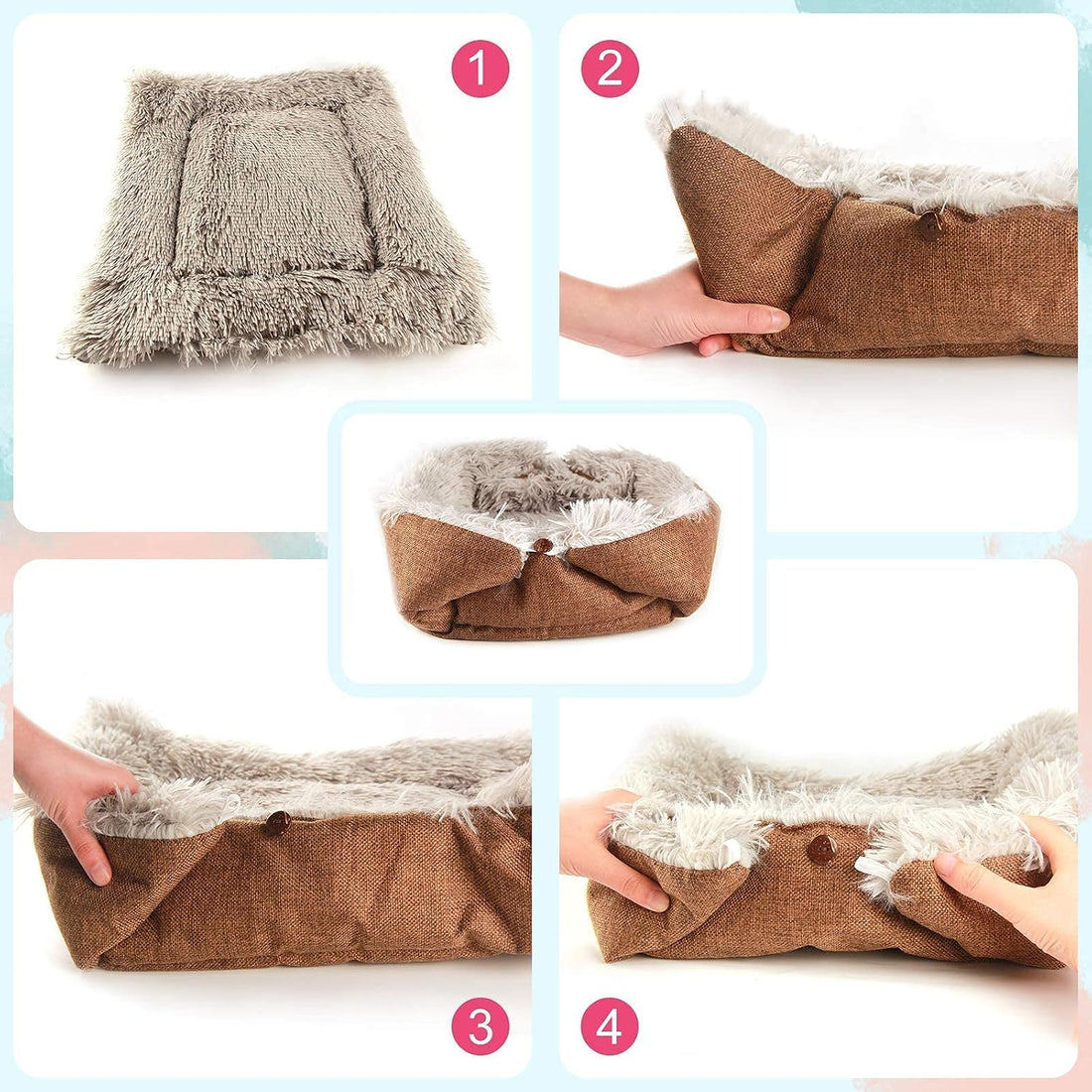 HDLKRR Cat Bed Self Warming, Foldable Self Heated Cat Mat Heating Pad