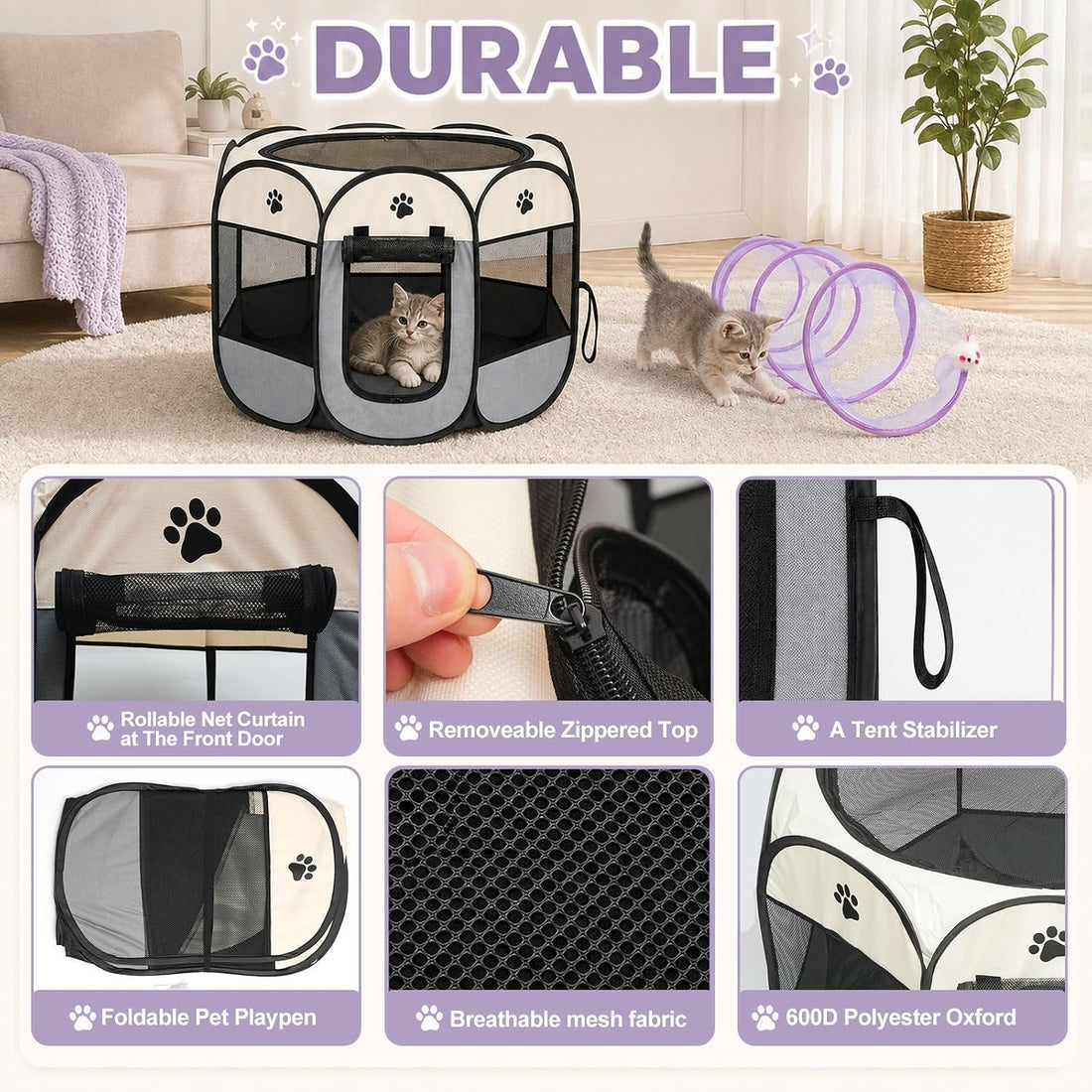 Portable Pet Playpen, Foldable Outdoor Small Animal Tent