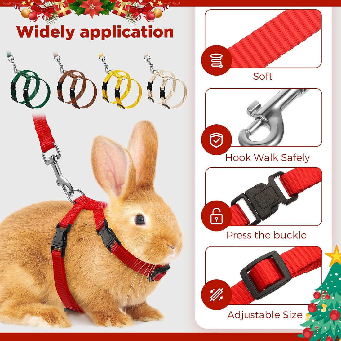 Outus 5 Pieces Adjustable Rabbit Harness and Leash Set