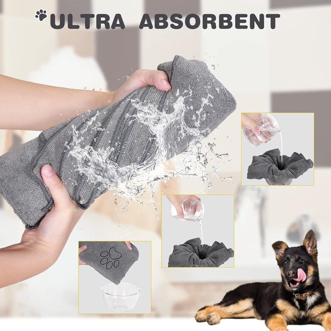 Chumia 4 Pcs Dog Towels for Drying