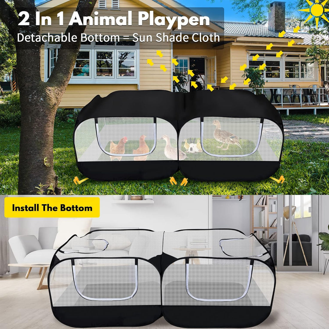 Small Animal Playpen, Portable Large Chicken Coop Run