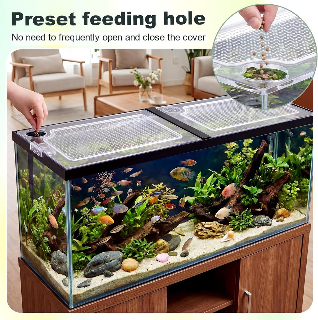 Sieral 2 Pcs Clear Aquarium Polycarbonate Canopy with Anti-Jumping Net