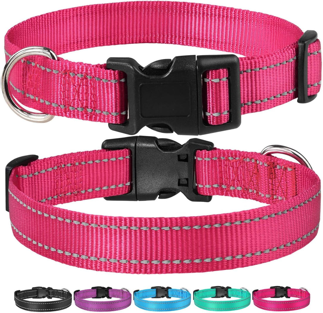 Reflective Dog Collar with Buckle Adjustable Safety Nylon Collars