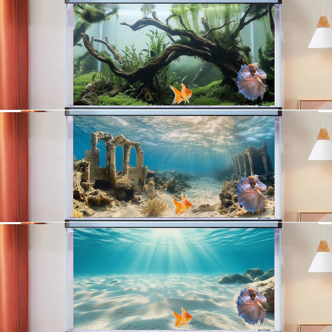COMSUN 3 PCS Aquarium Background