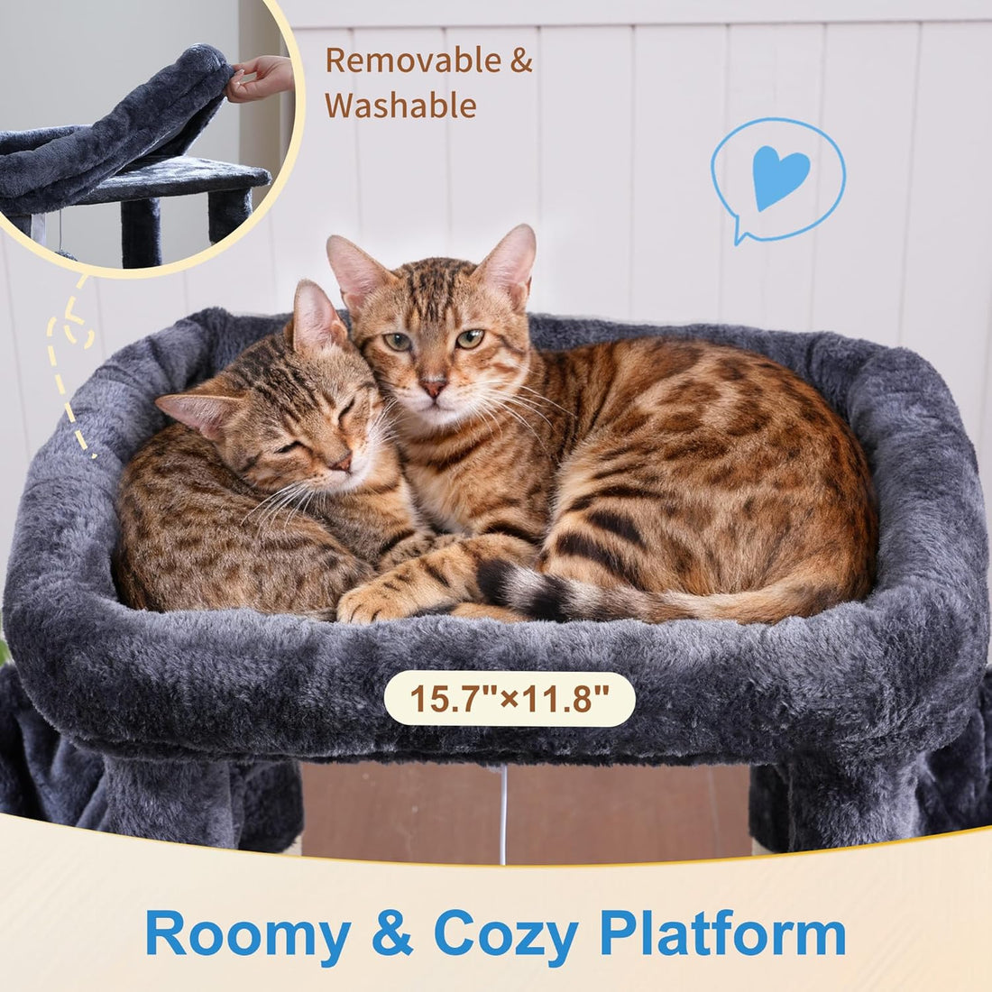 Hey-brother Cat Tree Tower with Large Platform, Spacious Condo