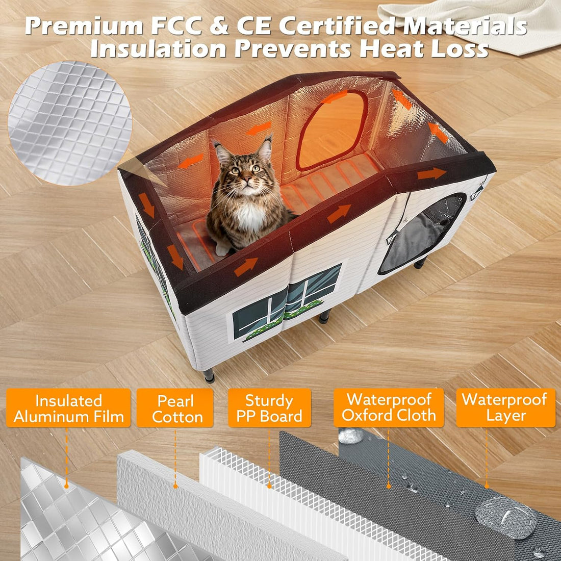 GASUR Heated Outdoor Cat House Weatherproof,Insulated Cat House
