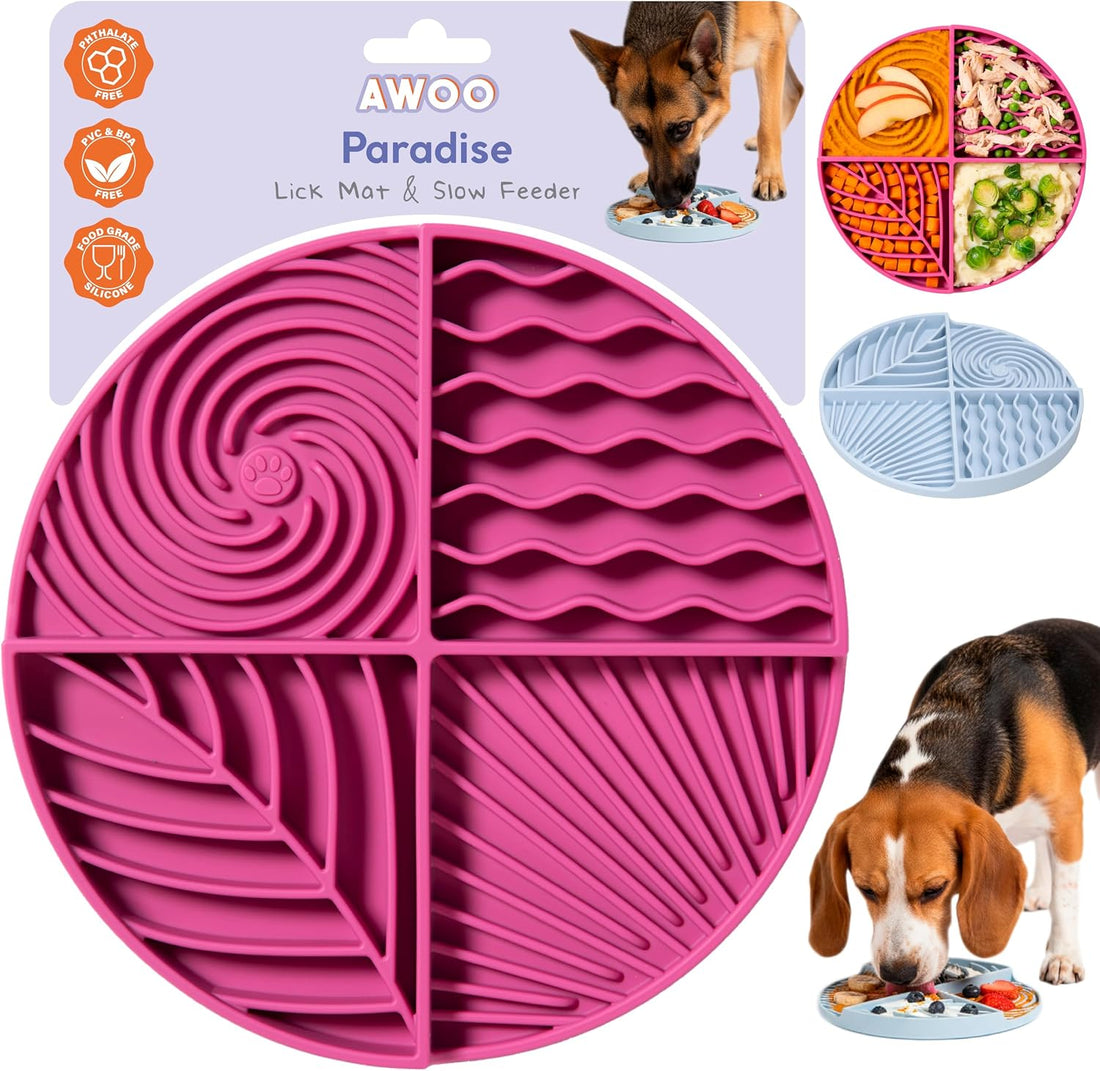 Silicone Dog Lick Mat & Slow Feeder with Suction Cups for Anxiety
