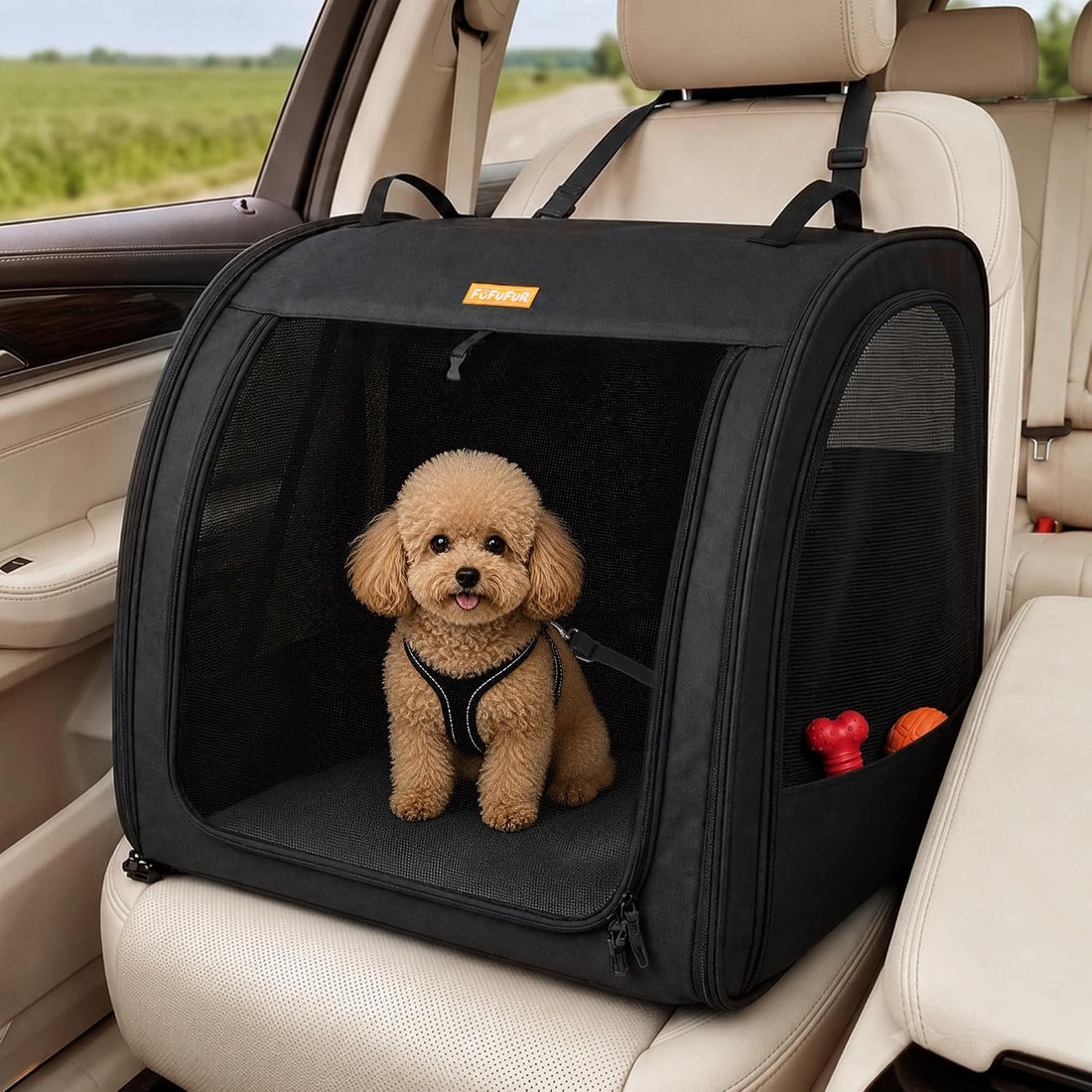 Dog Car Crate for Medium Dogs, Soft-Sided Collapsible