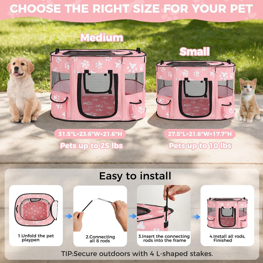 Homimp Portable Pet Playpen for Indoor Cats & Puppies