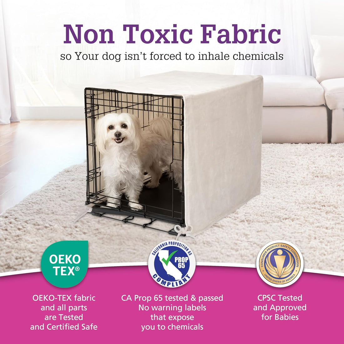 Pet Dreams Dog Crate Cover, Ivory, Small, 24"