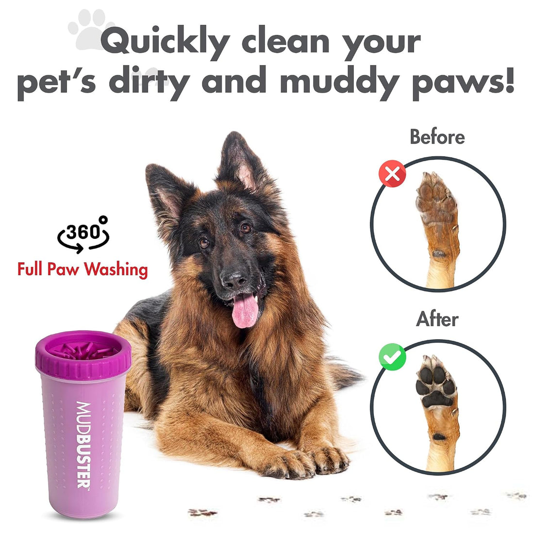 Dexas MudBuster Large Dog Paw Cleaner, Fuchsia