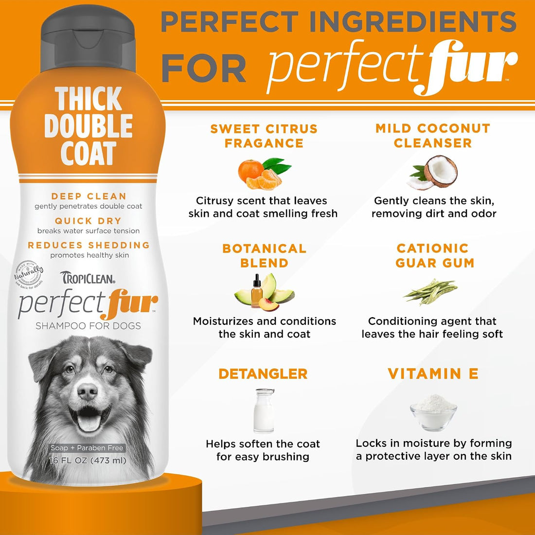 TropiClean Perfect Fur Detangling and Deshedding Dog Shampoo