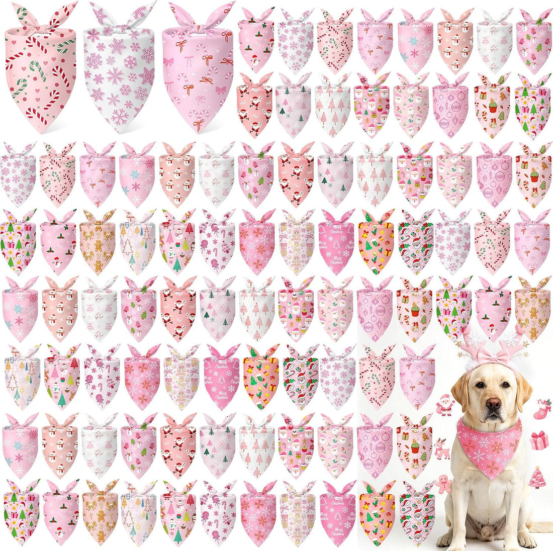 Abbylike 100 Pcs Halloween Dog Bandanas Bulk, Pumpkin Ghost Bat Skull