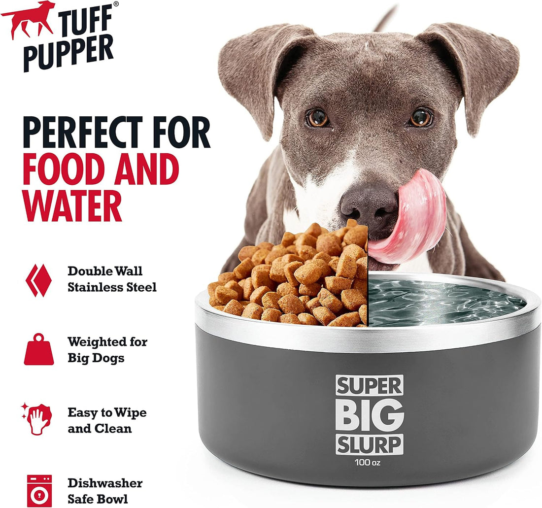 Tuff Pupper 100 oz Heavy Duty Insulated Stainless Steel Dog Bowl
