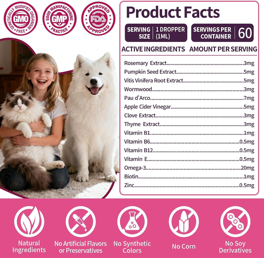 Flea and Tick Prevention for Cats & Dogs with Multivitamin 60ml