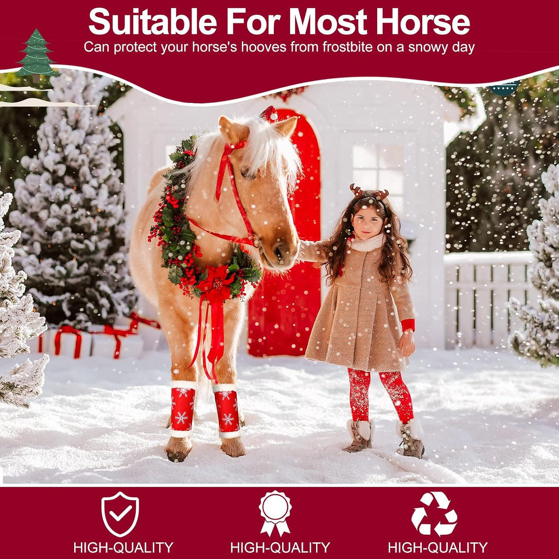 Mixweer 4 Pcs Christmas Horse Leg Wraps