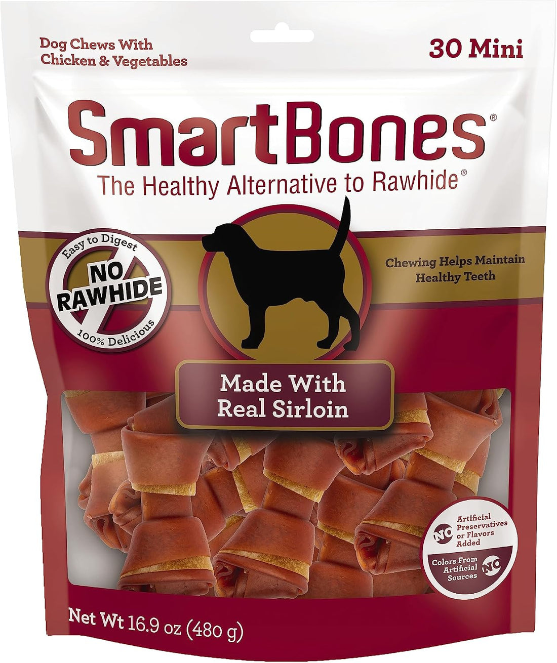 SmartBones Mini Bones Rawhide-Free Dog Treat, Real Peanut Butter