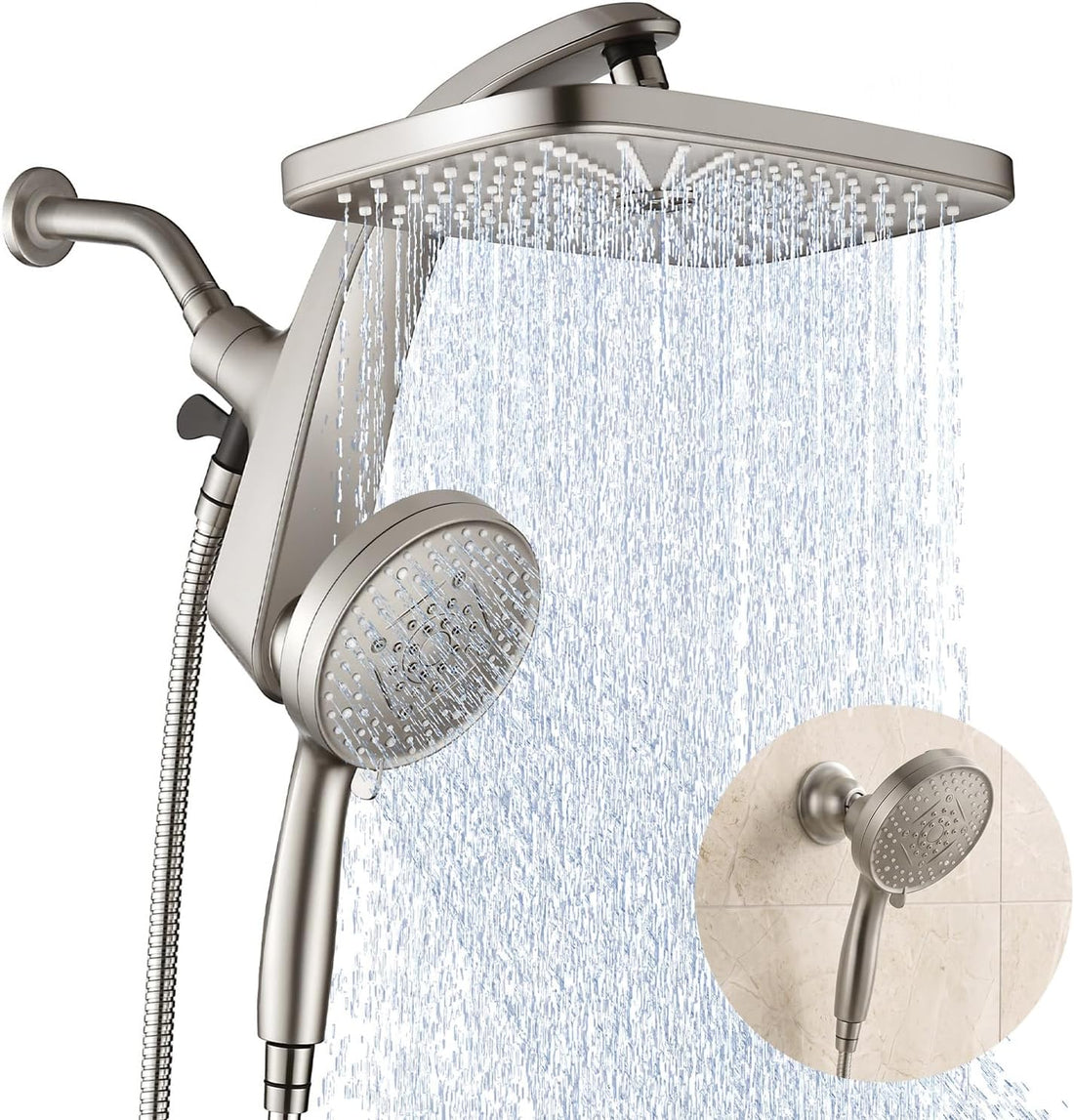 Rain Shower Head with Handheld Showerhead, Chrome 1.8GPM